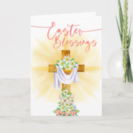 Carte Religieux Bénédiction de Pâques Croix de fleurs