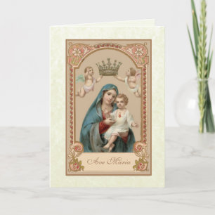 Carte Religieux Béni Mère Marie Bébé Jésus
