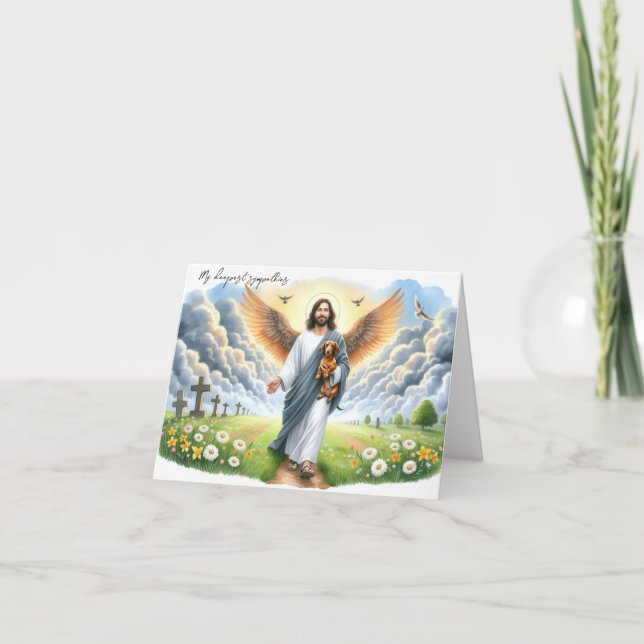 Carte Religieux Chien Perdre Sympathie-Jésus avec Dachsh (Devant)