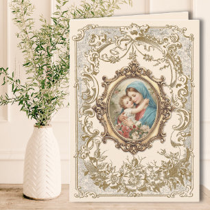 Carte Religieux Marie Bébé Jésus Vintage catholique