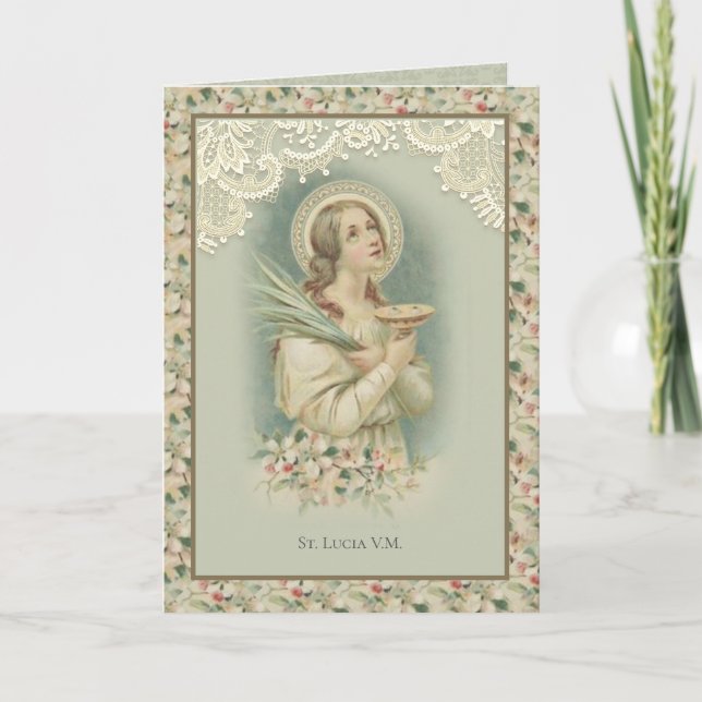 Carte Religieux St. Lucy Catholique Yeux de prière Vinta (Devant)