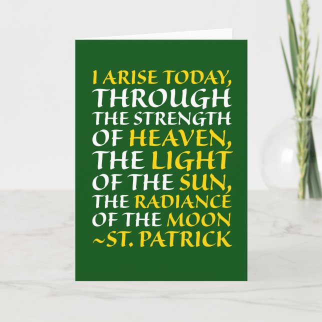 Carte Religieux St. Patrick Prière catholique irlandaise (Devant)