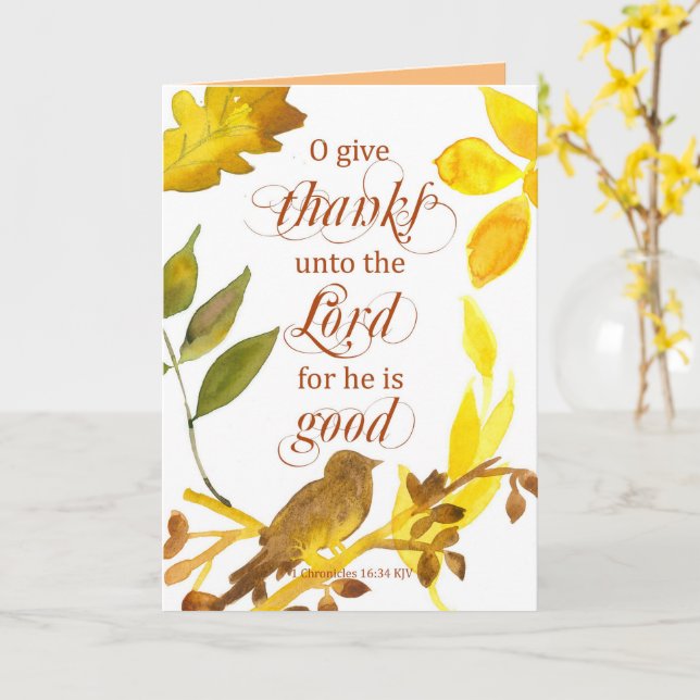 Carte Religieux Thanksgiving Bible Scripture Chroniques (Fleur jaune)