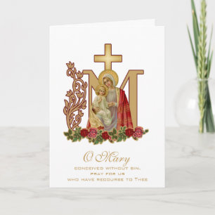 Carte Religieux Vintage Bienheureuse Vierge Marie Jésus