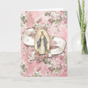 Carte Religieux Vintage Bienheureuse Vierge Marie Jésus 