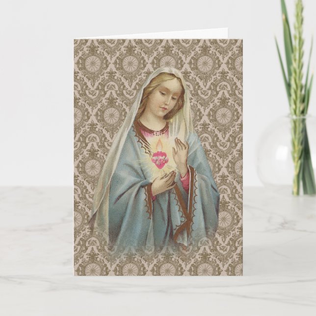 Carte Religieux Vintage Vierge Marie Catholique (Devant)