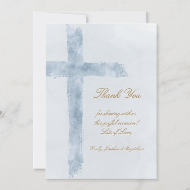 Carte religious event blue cross thank you Card (Devant)