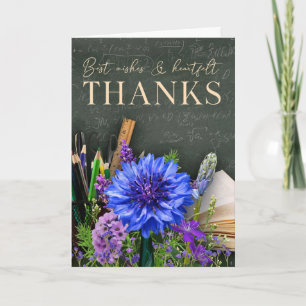 Carte Remerciement à l'enseignant thème floral de la sal