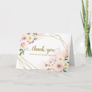 Carte Remerciement de Baby Shower Floral Géométrique Ros