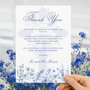 Carte Remerciement de mariage religieux aux fleurs sauva
