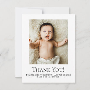 Carte Remerciement dès la naissance avec photo de bébé A