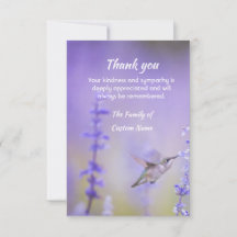 Remerciement Sympathie Colibri Floral Lavande