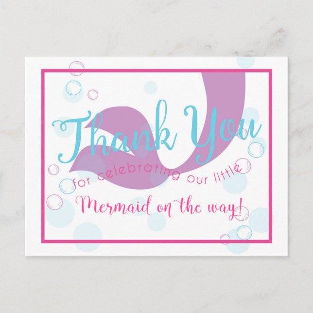 Carte Remerciements Baby shower Mermaid (Devant)