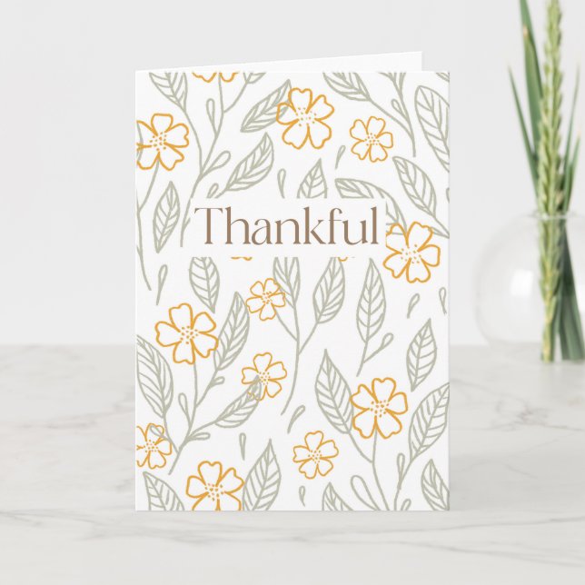 Carte Remerciements de Fête de Thanksgiving Fleurs d'Aut (Devant)