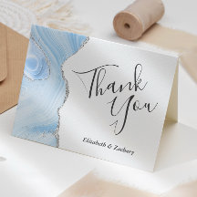 Remerciements de mariage argent Baby Blue Agate