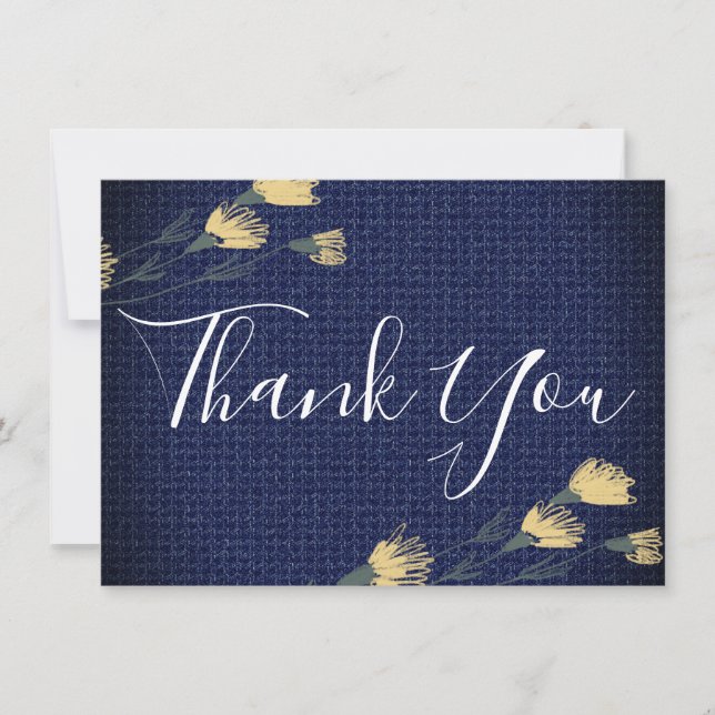 Carte Remerciements de mariage en denim décontracté et f (Devant)