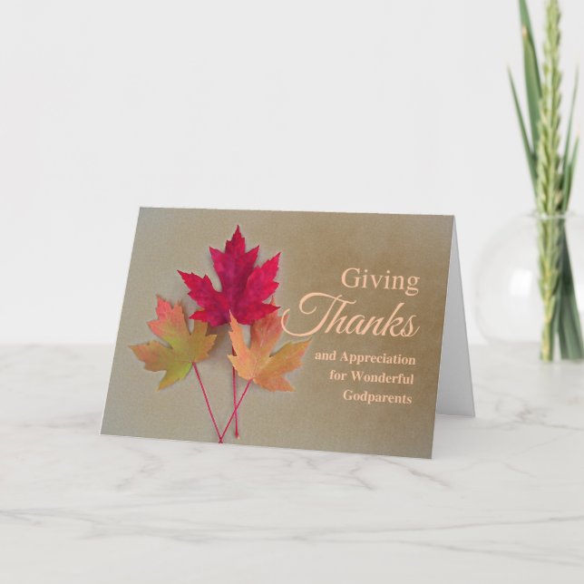 Carte Remerciements pour Godparents Fall Leaves (Devant)