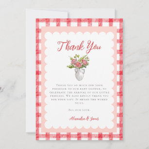 Carte Remerciements pour une Baby Shower Fille Vichy Été