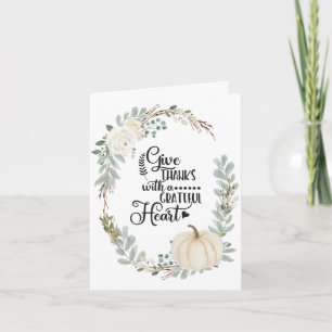 Carte Remercier avec un coeur gracieux Thanksgiving
