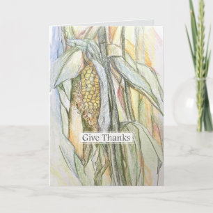 Carte Remerciez Dieu Épi de maïs Automne Joyeux Thanksgi
