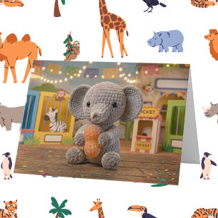 Carte Remettez-vous vite Éléphant de zoo et page à col
