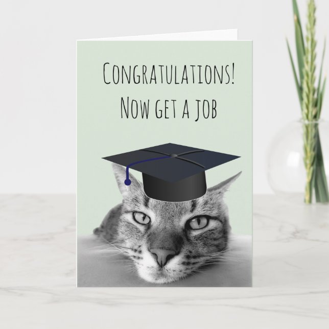 Carte Remise des diplômes Félicitations Humeur de Chat E (Devant)
