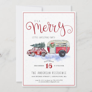 Carte Remorque vintage Camper Rouge   Noël