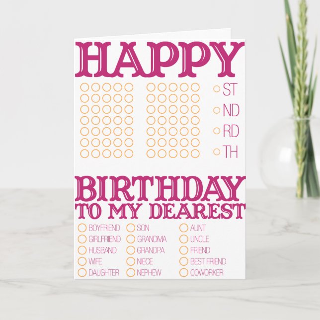 Carte Remplissez le blanc Joyeux Anniversaire ! (Devant)