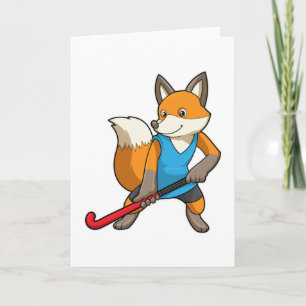 Carte Renard à Hockey avec chauve-souris de hockey