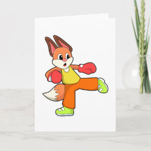 Carte Renard à la boxe d'arts martiaux avec gants de box