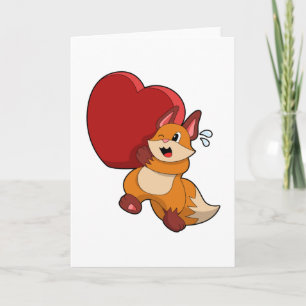Carte Renard à l'amour avec le coeur