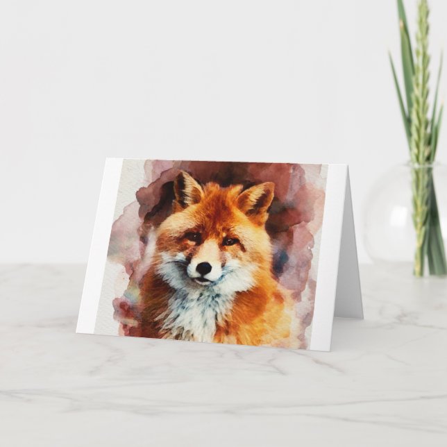 Carte renard aquarelle (Devant)