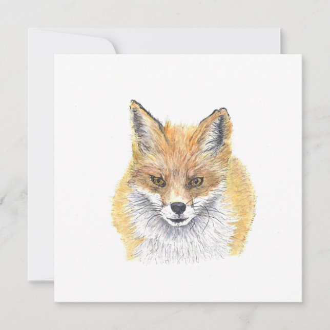 Carte Renard - Art à l'aquarelle  (Devant)