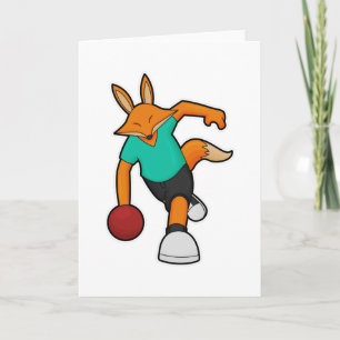 Carte Renard au bowling avec boule de bowling