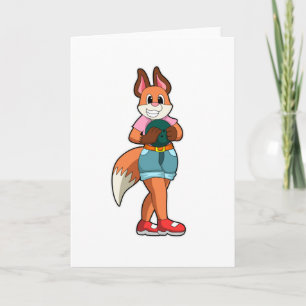 Carte Renard au bowling avec boule de bowling