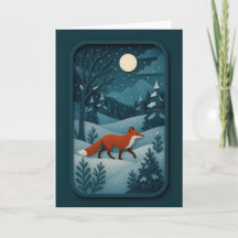 Renard au clair de lune dans la forêt enneigée