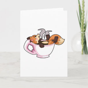 Carte Renard avec tasse à café