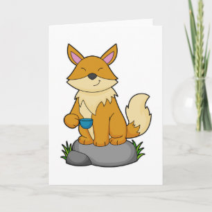 Carte Renard avec tasse de café