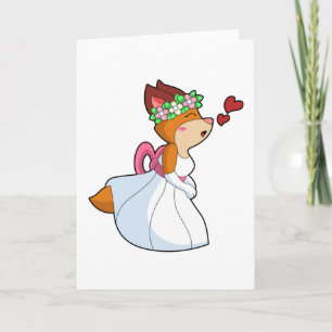Carte Renard comme mariée avec robe Mariage & Flower wre