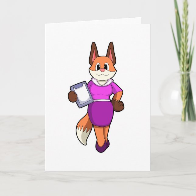 Carte Renard comme secrétaire avec jupe (Devant)
