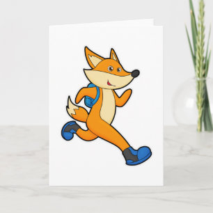 Carte Renard courant avec sac à dos