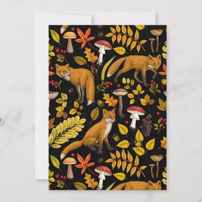 Carte Renard d'automne sur noir (Devant)