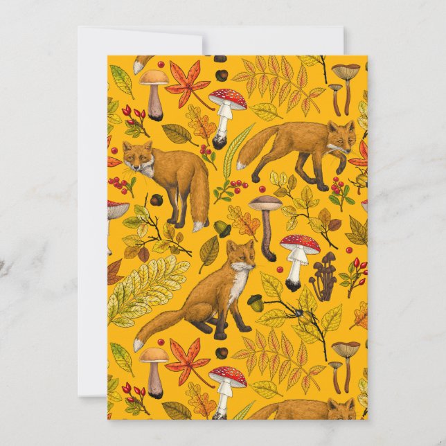 Carte Renard d'automne sur orange (Devant)