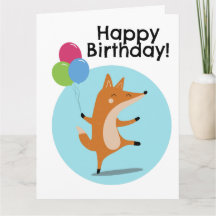 Renard de Fête Avec Ballons Texte Personnalisé