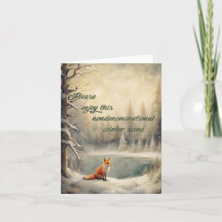 Carte Renard d'hiver Message de voeux non confessionnel 