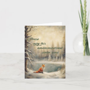 Carte Renard d'hiver Salutation non confessionnelle pour