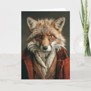 Carte Renard élégant dans un style cosy