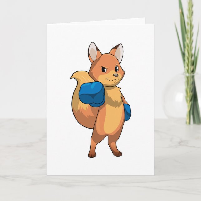 Carte Renard en boxeur avec gants de boxe (Devant)
