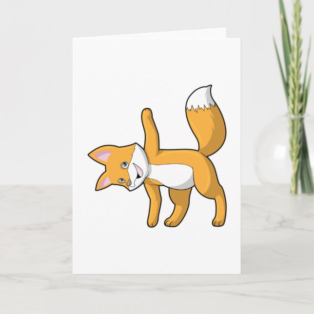 Carte Renard en étirement de yoga (Devant)