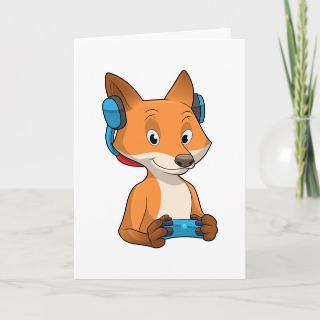 Carte Renard en joueur avec manette de jeu vidéo (Devant)